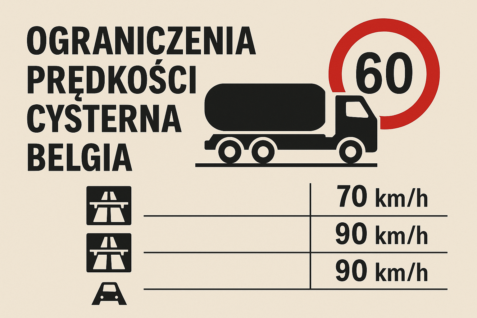 Ograniczenia prędkości cysterna Belgia