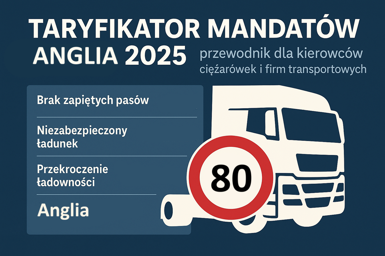 Taryfikator Mandatów Anglia 2025 - Transport ciężarowy