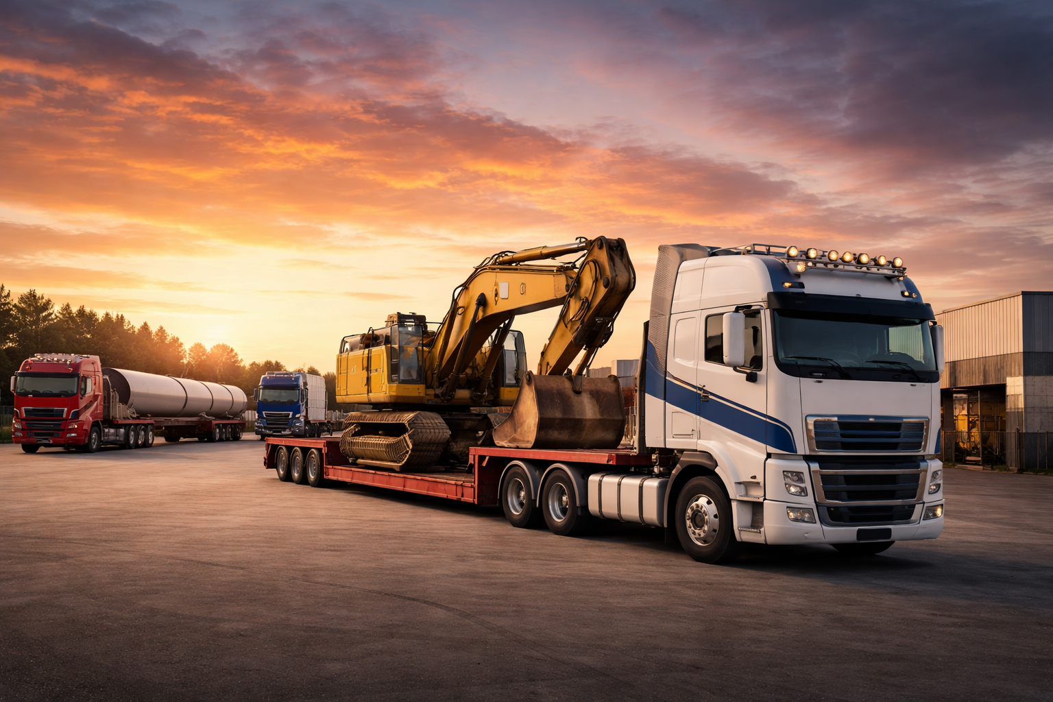 LTS Transport HDS Niskopodwoziowy Ponadgabarytowy Ponadnormatywny Maszyn Budowlanych Rolniczych Koparek Kontenerów Platformy